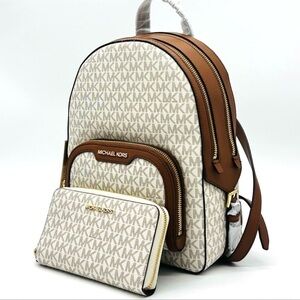 Michael Kors Medium Jaycee Zip Packet Backpack & Large Flat MF Phone Case Wallet